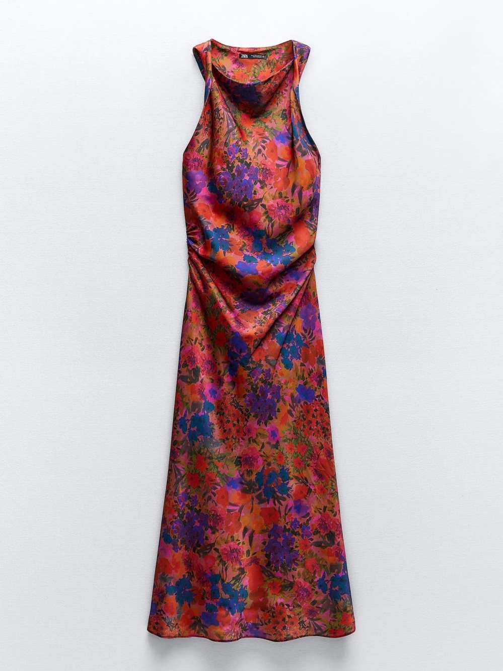 Zara Floral Satin Effect Midi Dress